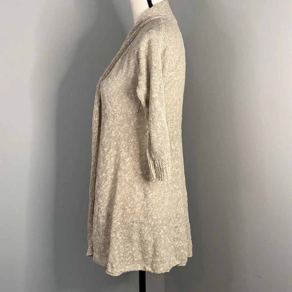 Eileen Fisher Petite Linen Green Quarter Sleeve Blouse Cardigan - Picture 4 of 7